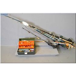 Lot of Four Bundles : fishing rods - 2 cleaning rods - tackle box w/access, etc.