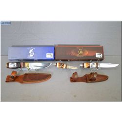 Lot of Two "The Bone Collector, U.S.A." Hunting Knives w/sheaths & boxe [ Mod BC-796 - 2 Knife combi