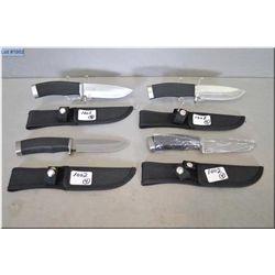 Bag Lot : 4 Knives w/ Buck marked on blade, w/nylon sheaths