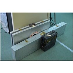 Lot of Four tems : long metal luggage style gun case ( holds two guns ) - metal case marked Gun Craf