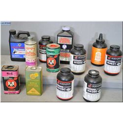 Box Lot : Various cans & bottles of assorted gun powder - some full, some near empty, check for your