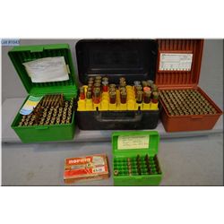 Tray Lot : Various ammo & brass in plastic cases include : .308, .6.5 x 55, ,12 Ga Shot shells, etc.