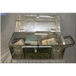 Silver Military Ammo Box : Various Military Ammo - some in clips include : .303, 7.62, etc.