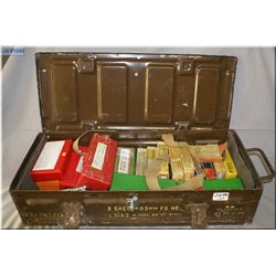 Brown Metal Military Ammo Box : various part boxes ammo, & some reloaded .308 etc.