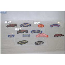 Lot of three items: Pkg of 4 shoulder flashes: Queen's New York Rangers 1st A - Royal Canadian Army 