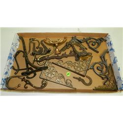 Box of primitive hardware / hooks, etc.