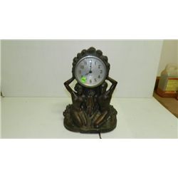 Figural bronze wash clock by United with semi nude man