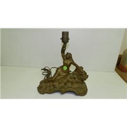 Figural Bronze wash / spelter lamp with woman on