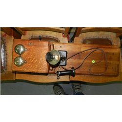 antique Oak American wall phone (missing bottom part)