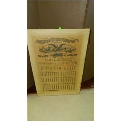 antique printed sign on canvas for American Screw Co,