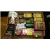 Image 1 : box of Primitive items including, advertising tins