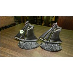 2 piece metal sailboat bookends