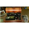 Image 1 : antique table top dome case sewing machine "Singer"
