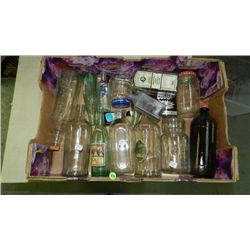 box of Primitive advertising bottles / jars