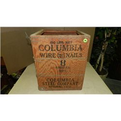 25) Primitive wooden advertising crate for Columbia