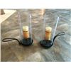 Image 1 : Pair of Designer Metal and Glass Candle Holders (17" high)