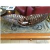 Image 1 : Metal Leaf Design Bowl on Stand (24" long)