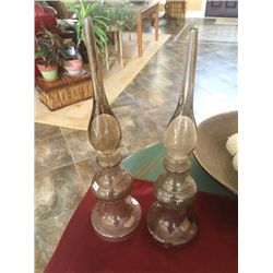 Pair of Hand Crafted Decorative Glass Pedestals (18.5" high)