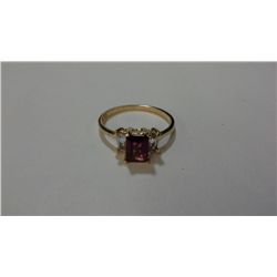 9kt Gold Ring With Genuine Garnet and Aquamarine (Insurance Replacement Value $624) (Size 8)