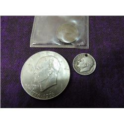 LOT 3 COLLECTIBLE COINS DIME, DOLLAR COIN, WHEAT