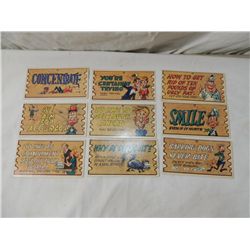 LOT 9 WACKY PLAK VINTAGE HUMOR POST CARDS