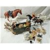 Image 1 : BOX LOT ASSORTED VINTAGE COWBOY & HORSES FIGURES