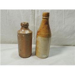 LOT 2 VINTAGE CLAY BOTTLE STONEWARE BOTTLE