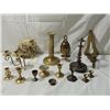 Image 2 : BOX LOT ASSORTED BRASS CANDLE HOLDERS WALL SCONCE