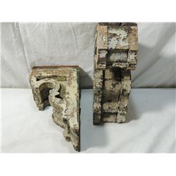 ANTIQUE WEATHERED WOODEN CORBELS