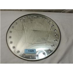 VINTAGE ROUND MIRROR WITH STAR ETCHING