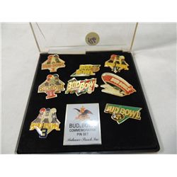 8 BUD BOWL PINS COMMEMORATIVE PIN SET