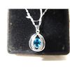 Image 2 : NEW STERLING SILVER NECKLACE WITH OVAL BLUE TOPAZ