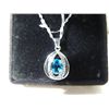 Image 3 : NEW STERLING SILVER NECKLACE WITH OVAL BLUE TOPAZ