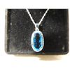 Image 2 : NEW STERLING SILVER NECKLACE WITH OVAL BLUE TOPAZ