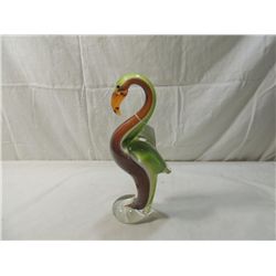 LARGE MURANO STYLE FLAMINGO GLASS SCULPTURE