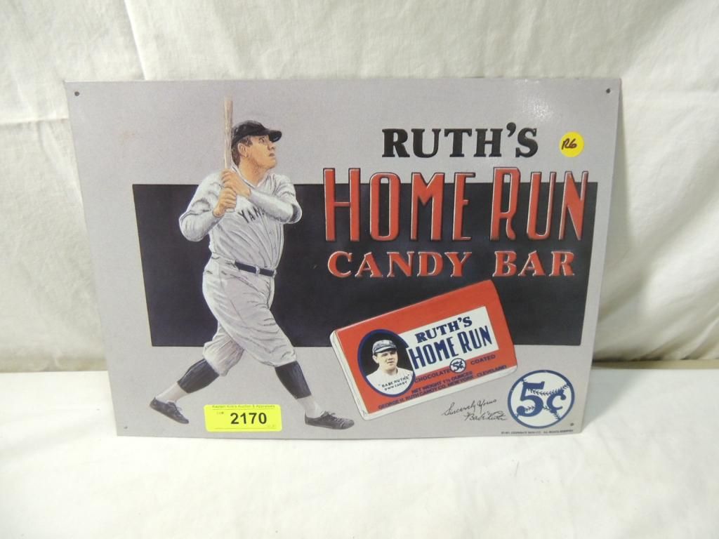 BABE RUTHS CANDY BAR METAL SIGN