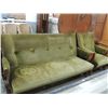 Image 1 : VINTAGE VELVET GREEN SOFA & CHAIR