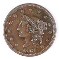 1838 LARGE CENT AU-58++