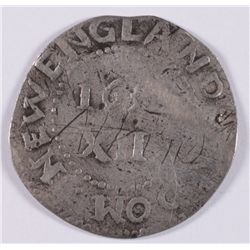 1652 OAK TREE SHILLING VF VERY RARE, TYPICAL MARKS FROM STRIKING