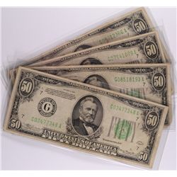 LOT OF (4) $50.00 1934 FEDERAL RESERVE NOTES CHICAGO IL