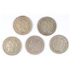Image 1 : (5) THREE CENT NICKELS (66, 67, 68, 69, 70)