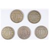 Image 2 : (5) THREE CENT NICKELS (66, 67, 68, 69, 70)