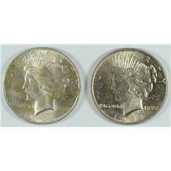 1923 AND 1924 PEACE SILVER DOLLAR, BOTH AU/BU