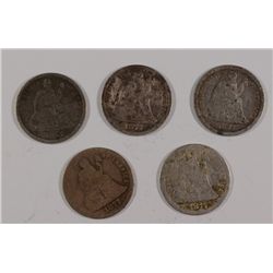 (5) 1877-CC SEATED DIMES
