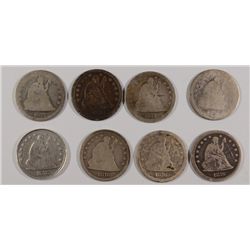 (6) 1876-CC & (2) 1877-CC SEATED LIBERTY QUARTERS
