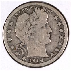 1914-S BARBER QUARTER VG+