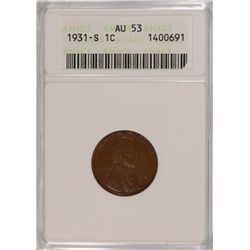 1931-S LINCOLN CENT ANACS AU-53