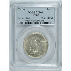 1938-S TEXAS COMMEN HALF DOLLAR PCGS MS-64
