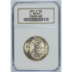 1944-S WALKING LIBERTY HALF DOLLAR NGC MS-65