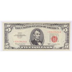 1963 $5 RED SEAL US NOTE (STAR) AU/CU